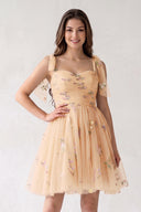 A Line Sweetheart Tulle Floral Short Homecoming Dress - KissProm