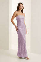 Clarin | Sage - Sheath Strapless Sequined Long Prom Dresses - KissProm