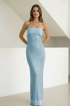 Clarin | Sage - Sheath Strapless Sequined Long Prom Dresses - KissProm