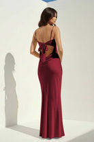 Clarisse | Yellow - Spaghetti Straps Sheath Satin Open Back Long Prom Dresses - KissProm