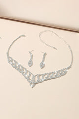 Classic Diamond Sparkling Necklace And Earrings Set - KissProm