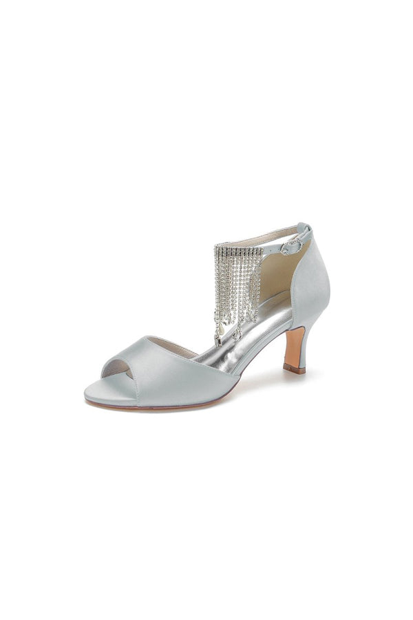 Cocktail Open Toe Tassel Strap Chunky Heels - KissProm