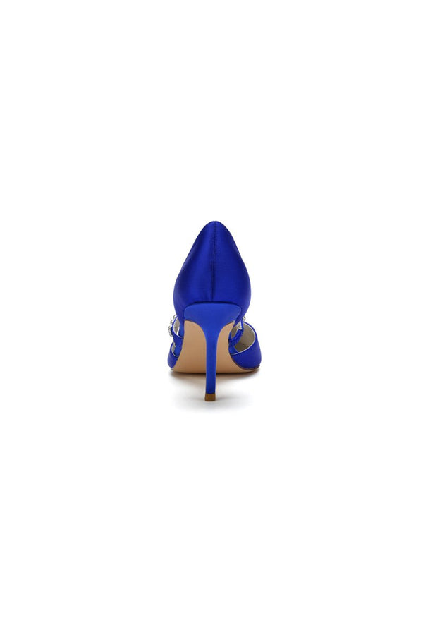 Cocktail Pointed Toe Crystal Tassel Buckle Strap Heels - KissProm