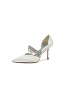 Cocktail Pointed Toe Crystal Tassel Buckle Strap Heels - KissProm