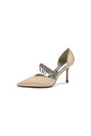Cocktail Pointed Toe Crystal Tassel Buckle Strap Heels - KissProm