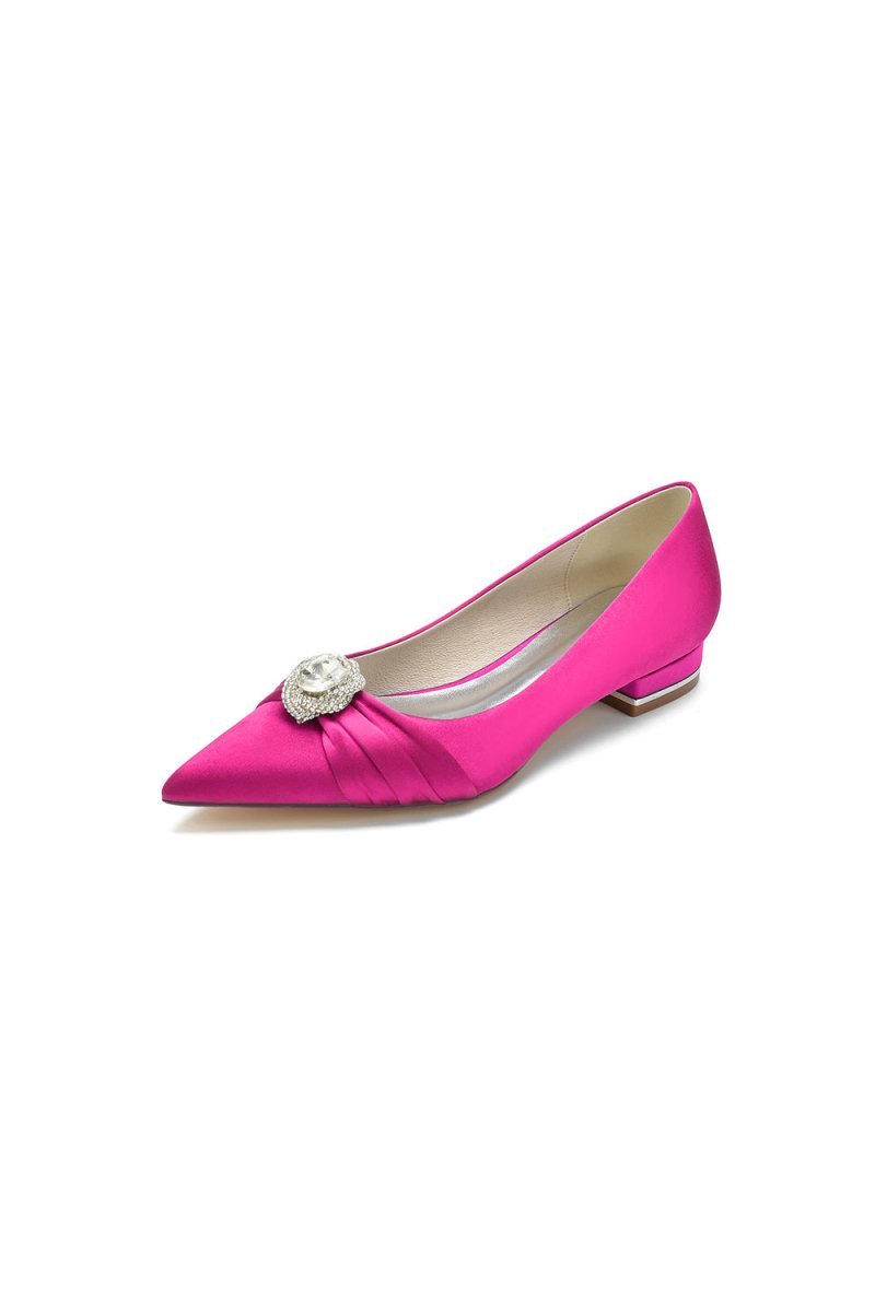Cocktail Pointed Toe Flats With Crystal - KissProm