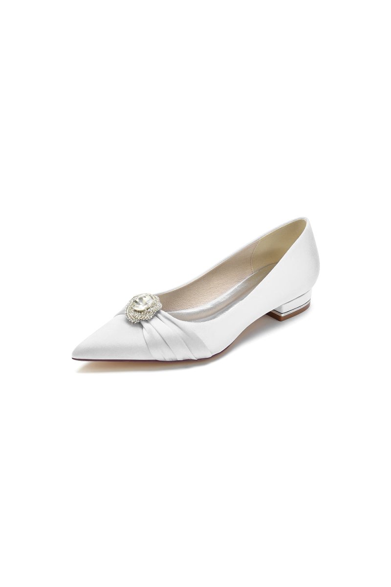 Cocktail Pointed Toe Flats With Crystal - KissProm