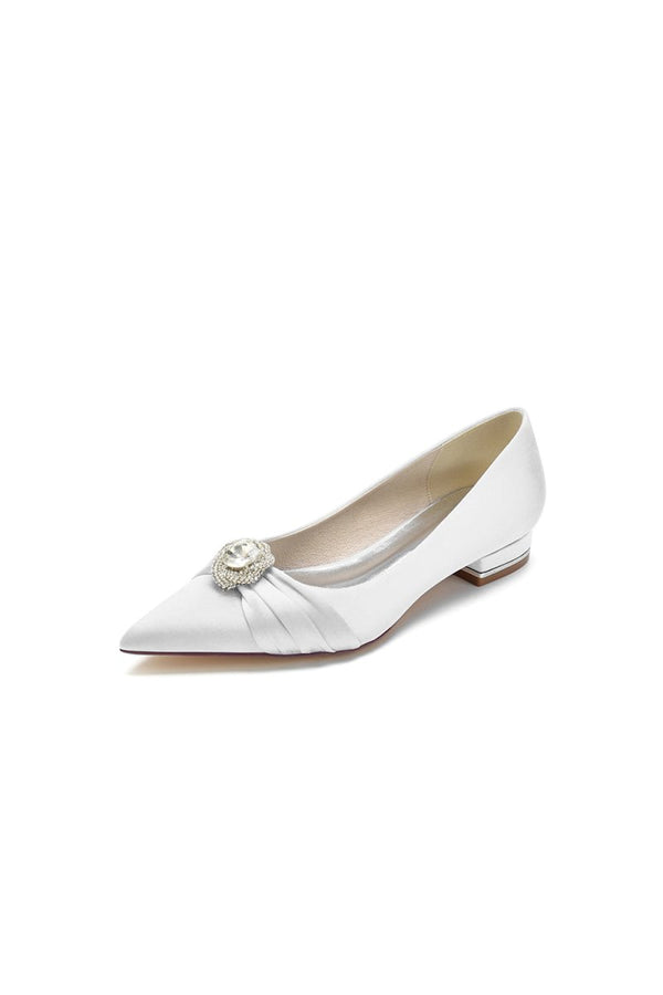 Cocktail Pointed Toe Flats With Crystal - KissProm