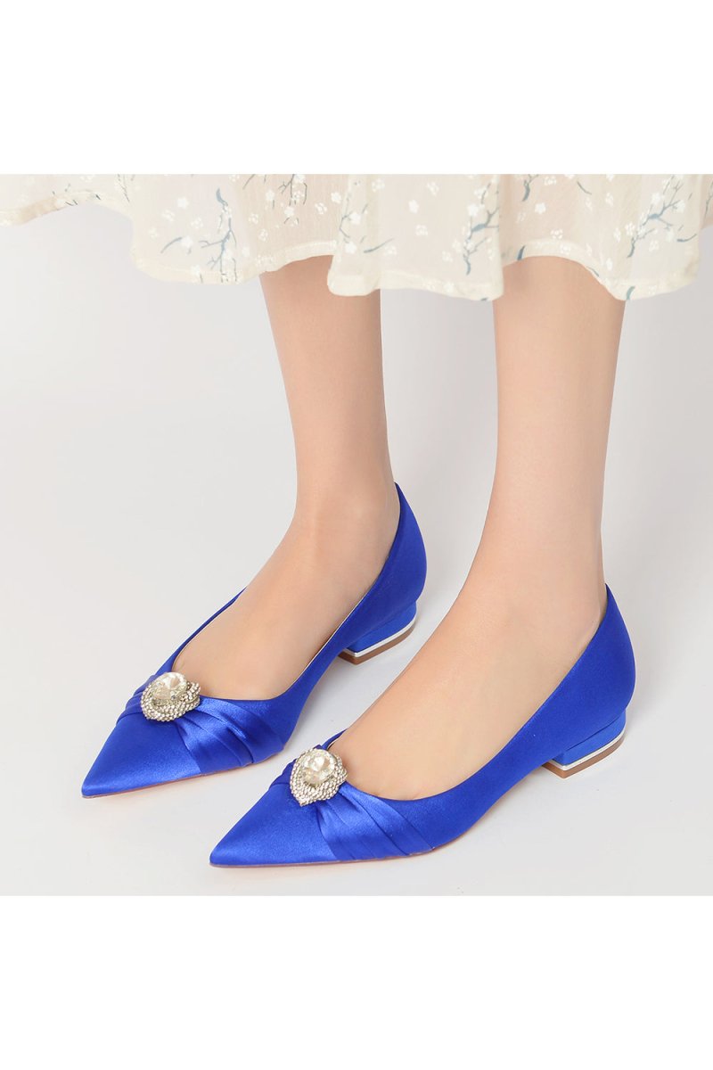 Cocktail Pointed Toe Flats With Crystal - KissProm