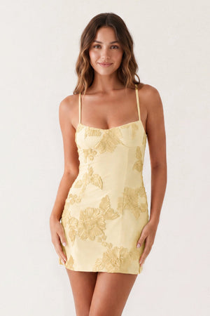 Yellow Coral Pink Spaghetti Straps Embroidered Sheath Mini Homecoming Dress | KISSPROM