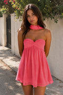 Coral Pink Sweetheart Ruched A-Line Chiffon Homecoming Dress | KISSPROM
