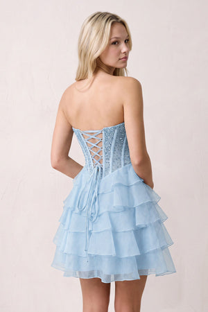 Sky Blue Sweetheart Tiered Ruffled A-Line Corset Chiffon Homecoming Dress (3) | KISSPROM