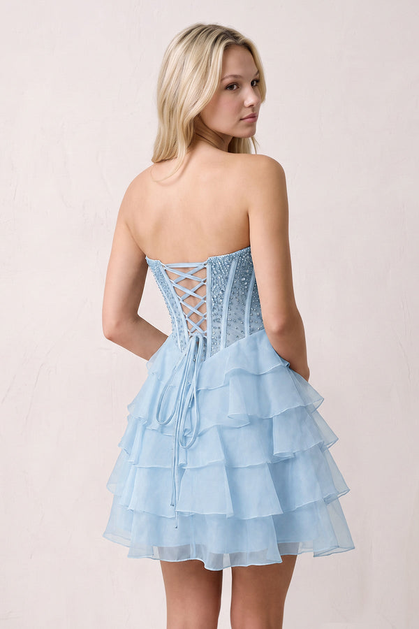 Sky Blue Sweetheart Tiered Ruffled A-Line Corset Chiffon Homecoming Dress (3) | KISSPROM