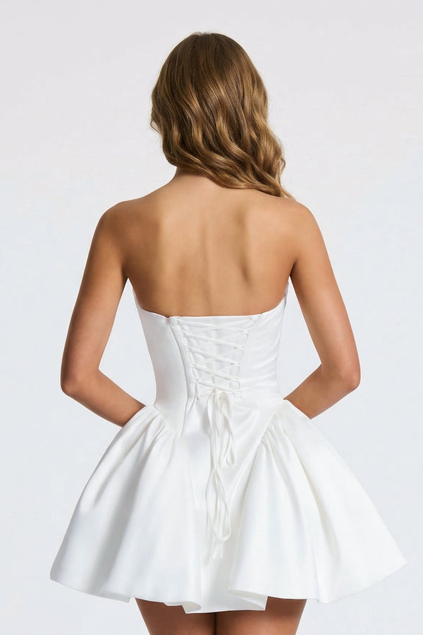 Cowl Neck A-Line Satin Graduation Dress With Corset - KISSPROM