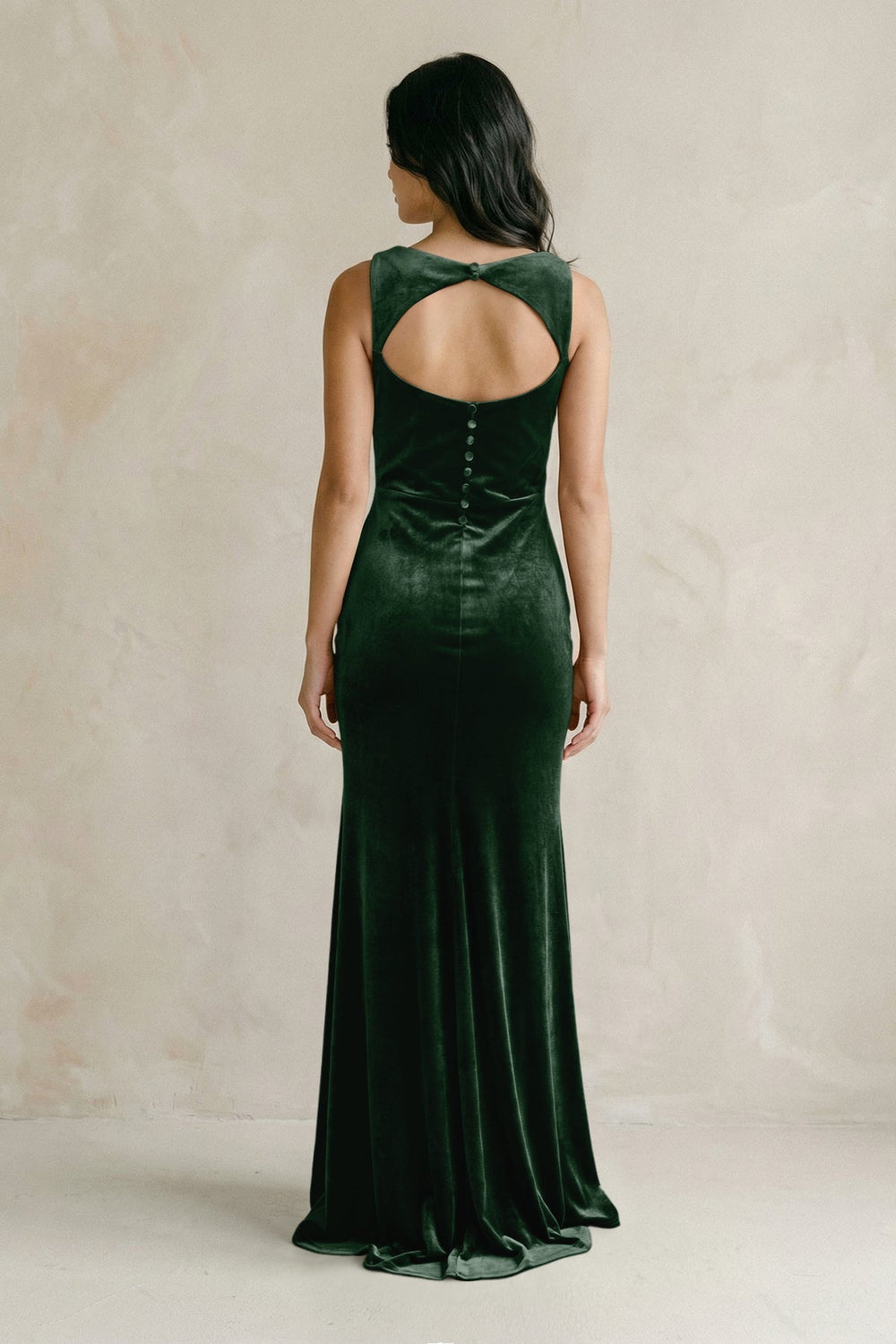 Cowl Neck Mermaid Velvet Bridesmaid Dress in Dark Green - KissProm Bridesmaid Dresses