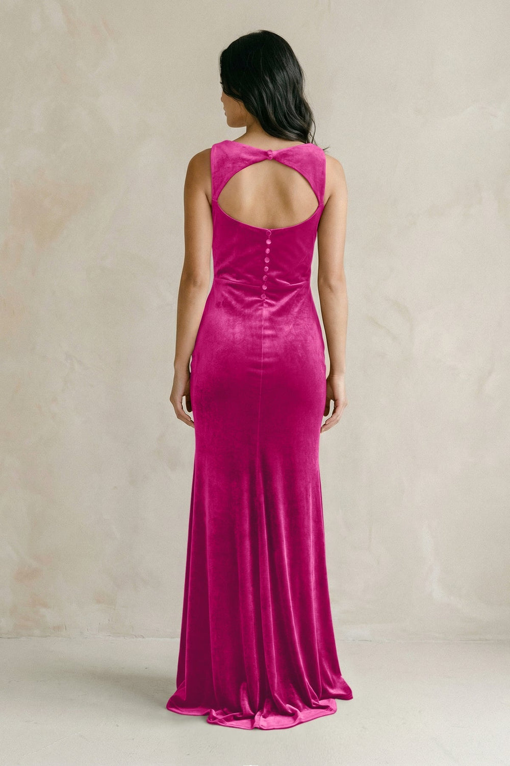 Cowl Neck Mermaid Velvet Bridesmaid Dress in Desert Rose - KissProm Bridesmaid Dresses
