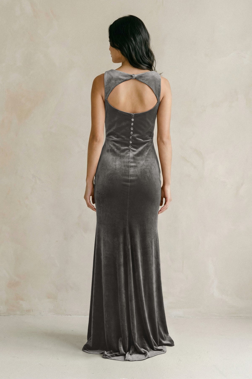 Cowl Neck Mermaid Velvet Bridesmaid Dress in Frost - KissProm Bridesmaid Dresses
