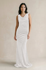 Cowl Neck Mermaid Velvet Bridesmaid Dress in Ivory - KissProm Bridesmaid Dresses