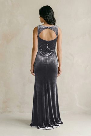 Cowl Neck Mermaid Velvet Bridesmaid Dress in Neptune - KissProm Bridesmaid Dresses