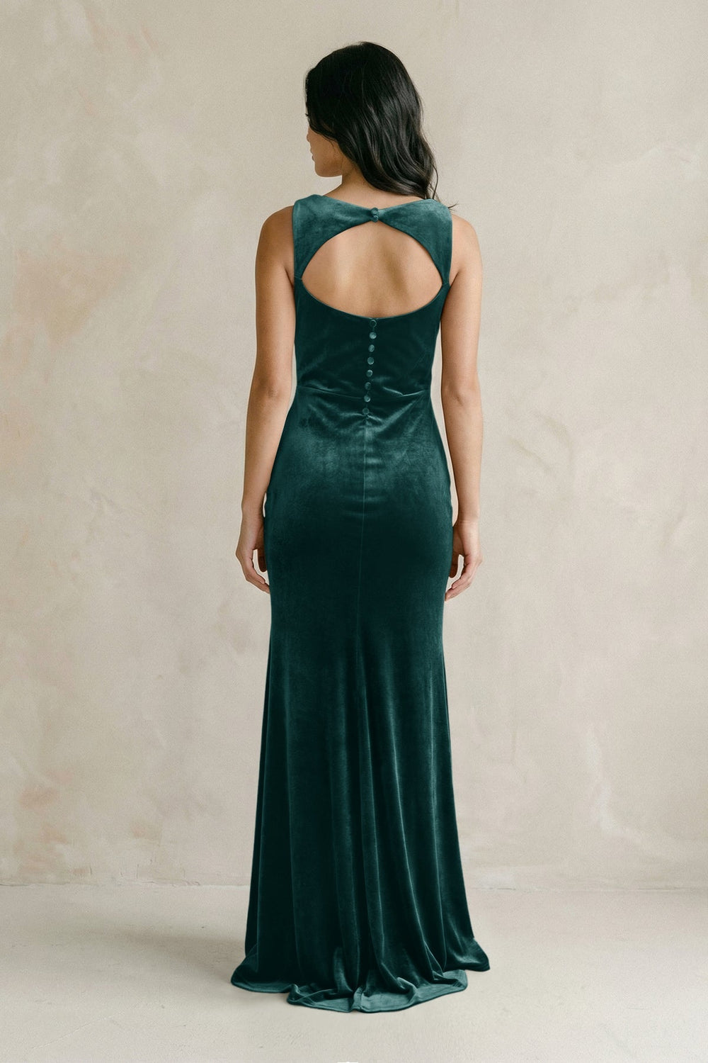 Cowl Neck Mermaid Velvet Bridesmaid Dress in Pine - KissProm Bridesmaid Dresses