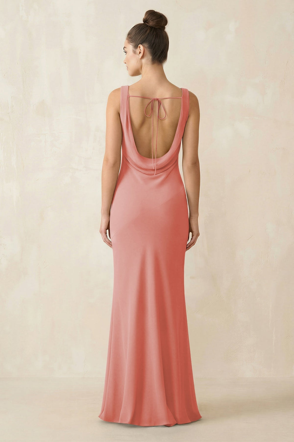 Cowl Neck Sheath Chiffon Bridesmaid Dress in Mulberry - KissProm Bridesmaid Dresses