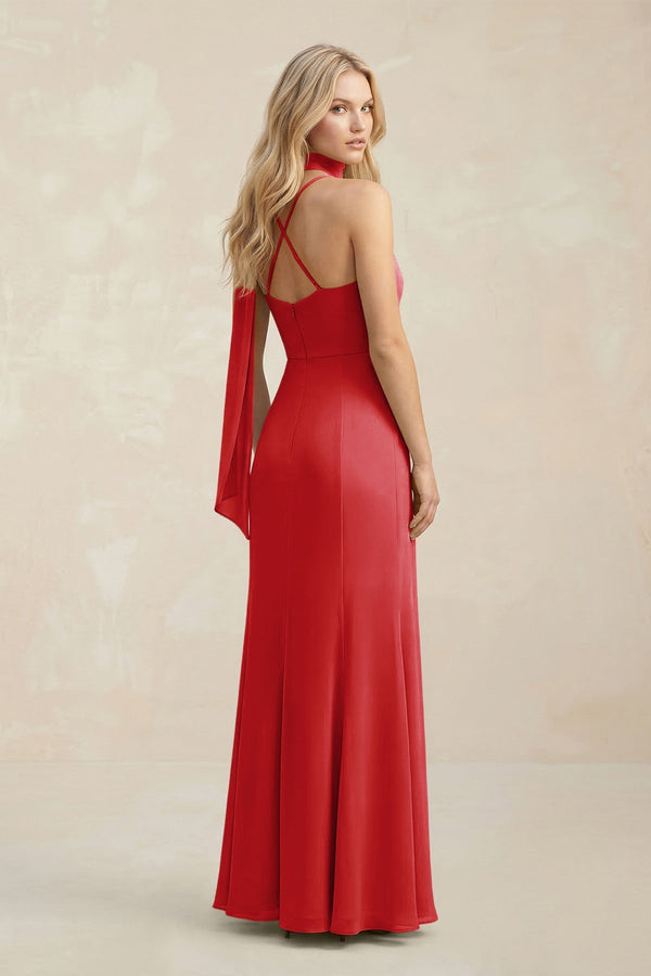 ruby red dress formal Burgundy 3D Petals Ruby Red Off-shoulder Tulle Slit Fairy Prom Dress main image 0