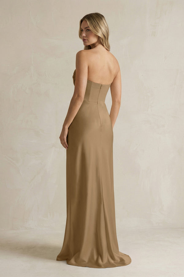Cowl Neck Sheath Corset Bridesmaid Dress in Apple Cinnamon - KissProm Bridesmaid Dresses