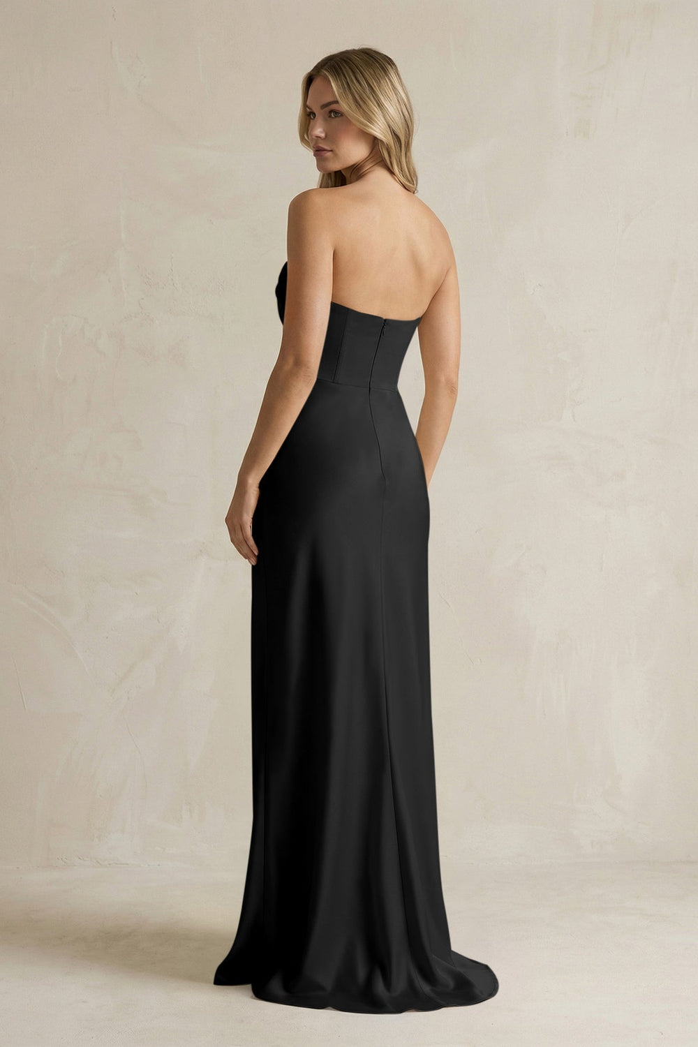 Cowl Neck Sheath Corset Bridesmaid Dress in Black - KissProm Bridesmaid Dresses