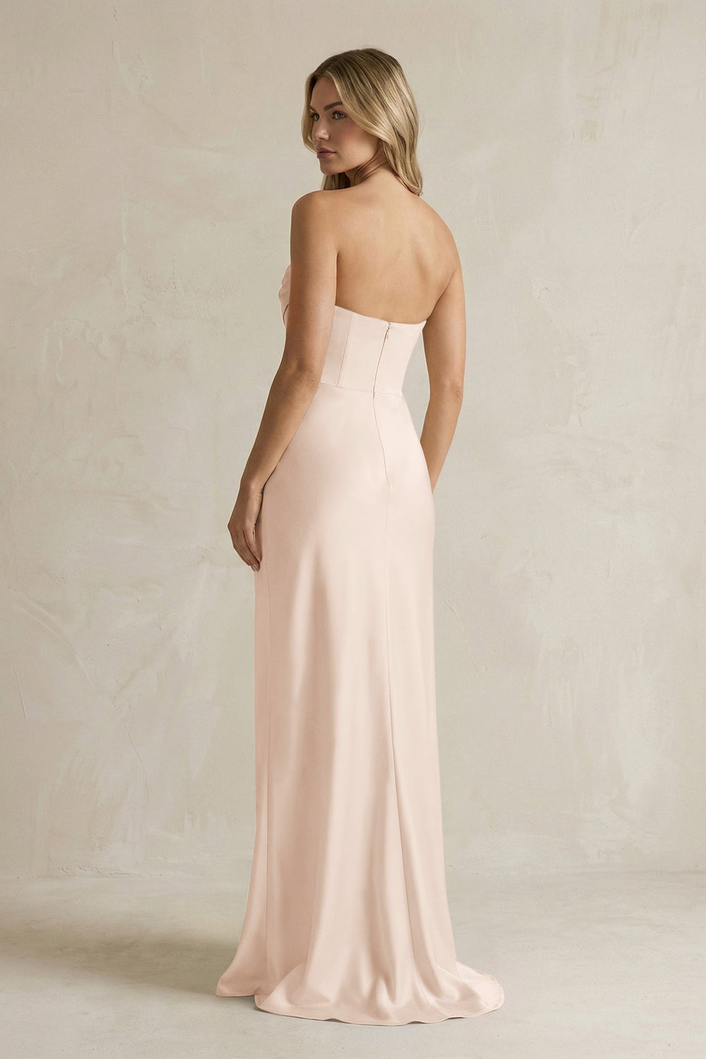 Cowl Neck Sheath Corset Bridesmaid Dress in Buttercream - KissProm Bridesmaid Dresses