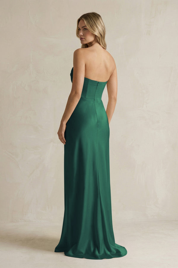 Cowl Neck Sheath Corset Bridesmaid Dress in Dark Green - KissProm Bridesmaid Dresses
