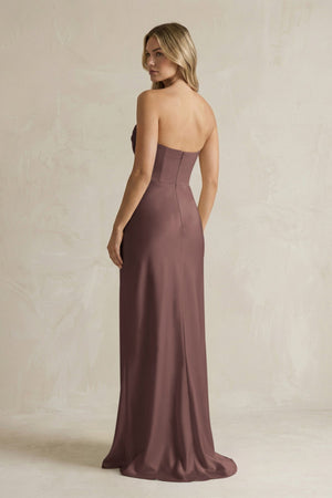 Cowl Neck Sheath Corset Bridesmaid Dress in Espresso - KissProm Bridesmaid Dresses