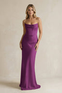 Cowl Neck Sheath Corset Bridesmaid Dress in Fig - KissProm Bridesmaid Dresses