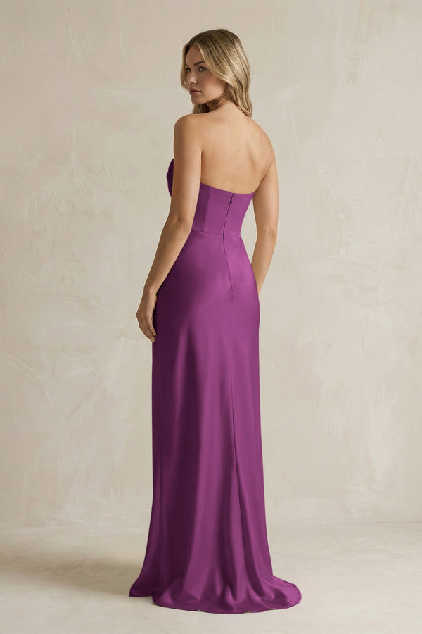 Cowl Neck Sheath Corset Bridesmaid Dress in Fig - KissProm Bridesmaid Dresses