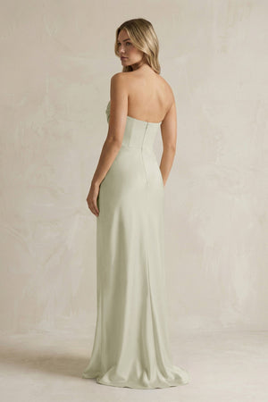 Cowl Neck Sheath Corset Bridesmaid Dress in Frost - KissProm Bridesmaid Dresses