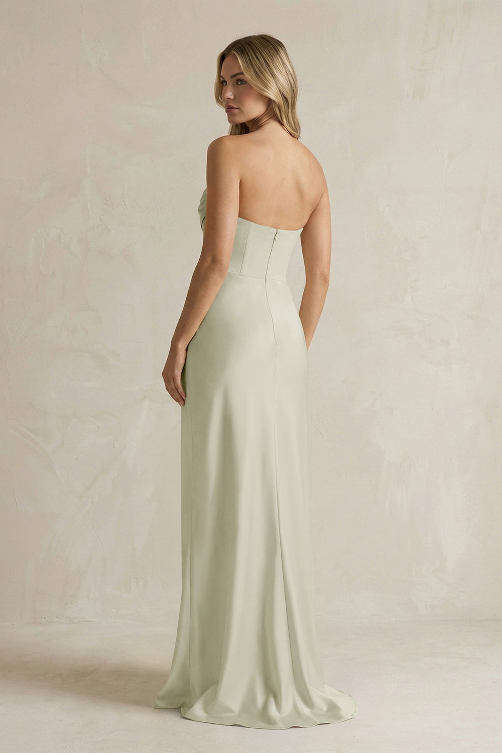 Cowl Neck Sheath Corset Bridesmaid Dress in Frost - KissProm Bridesmaid Dresses