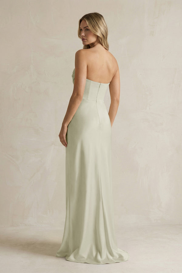Cowl Neck Sheath Corset Bridesmaid Dress in Frost - KissProm Bridesmaid Dresses