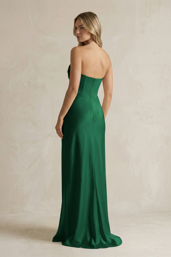 Cowl Neck Sheath Corset Bridesmaid Dress in Green - KissProm Bridesmaid Dresses