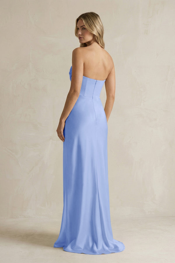 Cowl Neck Sheath Corset Bridesmaid Dress in Ice - KissProm Bridesmaid Dresses