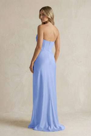 Cowl Neck Sheath Corset Bridesmaid Dress in Ice - KissProm Bridesmaid Dresses