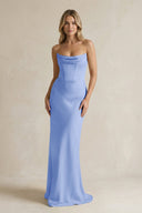 Cowl Neck Sheath Corset Bridesmaid Dress in Ice - KissProm Bridesmaid Dresses