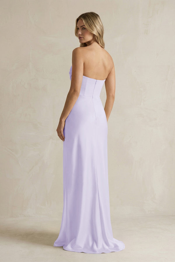 Cowl Neck Sheath Corset Bridesmaid Dress in Lavender - KissProm Bridesmaid Dresses