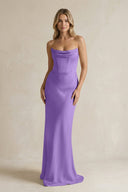 Cowl Neck Sheath Corset Bridesmaid Dress in Lilac - KissProm Bridesmaid Dresses