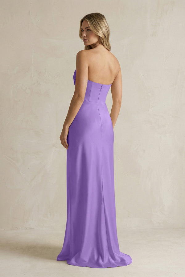 Cowl Neck Sheath Corset Bridesmaid Dress in Lilac - KissProm Bridesmaid Dresses