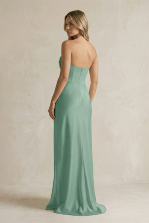 Cowl Neck Sheath Corset Bridesmaid Dress in Mint Green - KissProm Bridesmaid Dresses