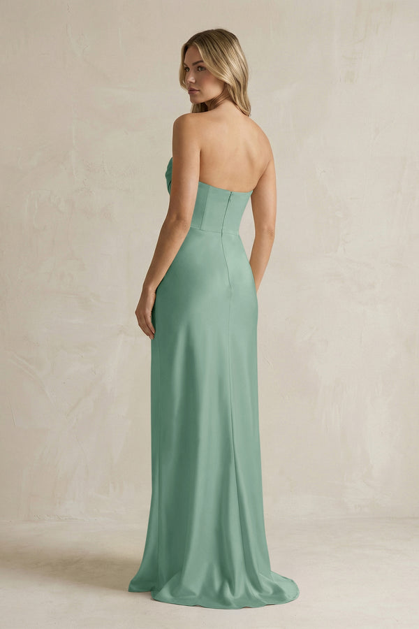 Cowl Neck Sheath Corset Bridesmaid Dress in Mint Green - KissProm Bridesmaid Dresses