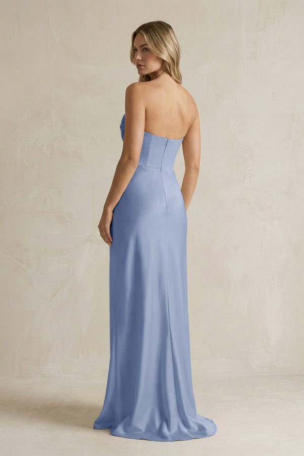 Cowl Neck Sheath Corset Bridesmaid Dress in Mist - KissProm Bridesmaid Dresses