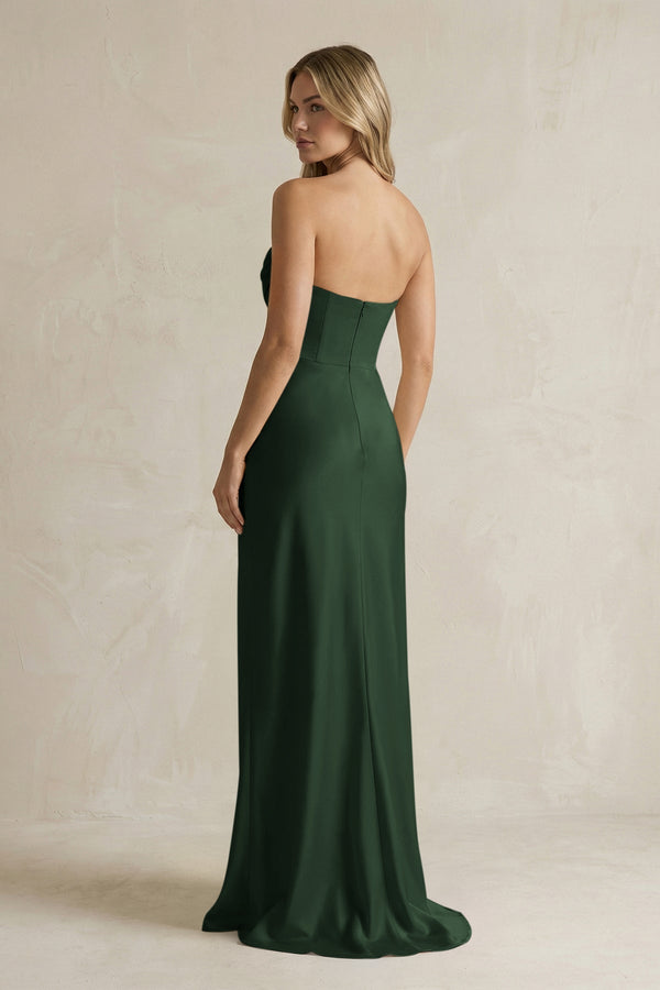 Cowl Neck Sheath Corset Bridesmaid Dress in Moss - KissProm Bridesmaid Dresses