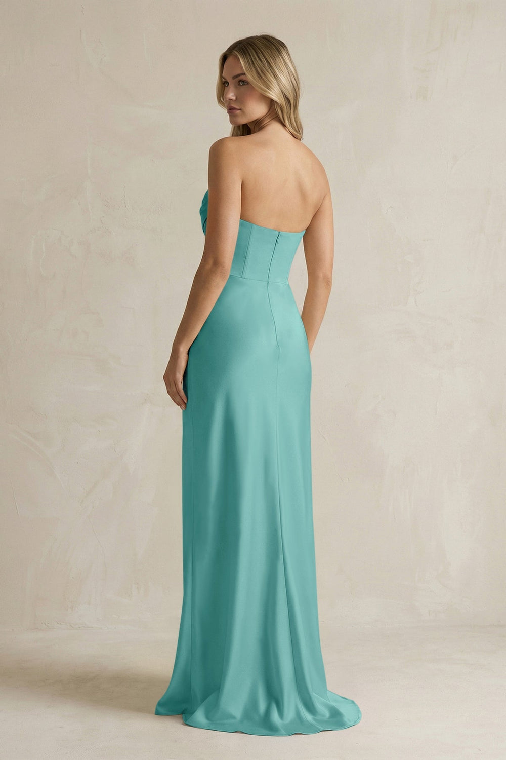 Cowl Neck Sheath Corset Bridesmaid Dress in Pale Pistachio - KissProm Bridesmaid Dresses
