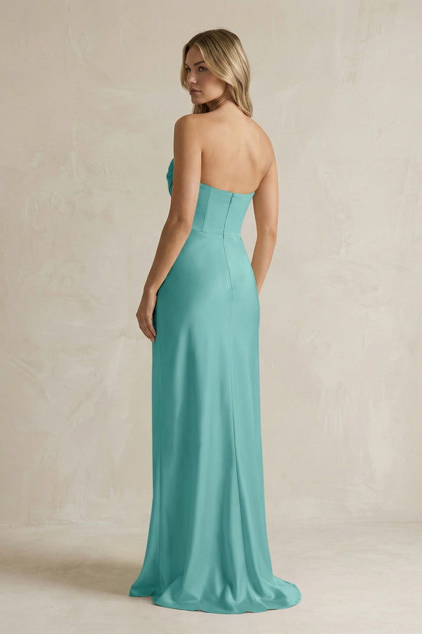 Cowl Neck Sheath Corset Bridesmaid Dress in Pale Pistachio - KissProm Bridesmaid Dresses