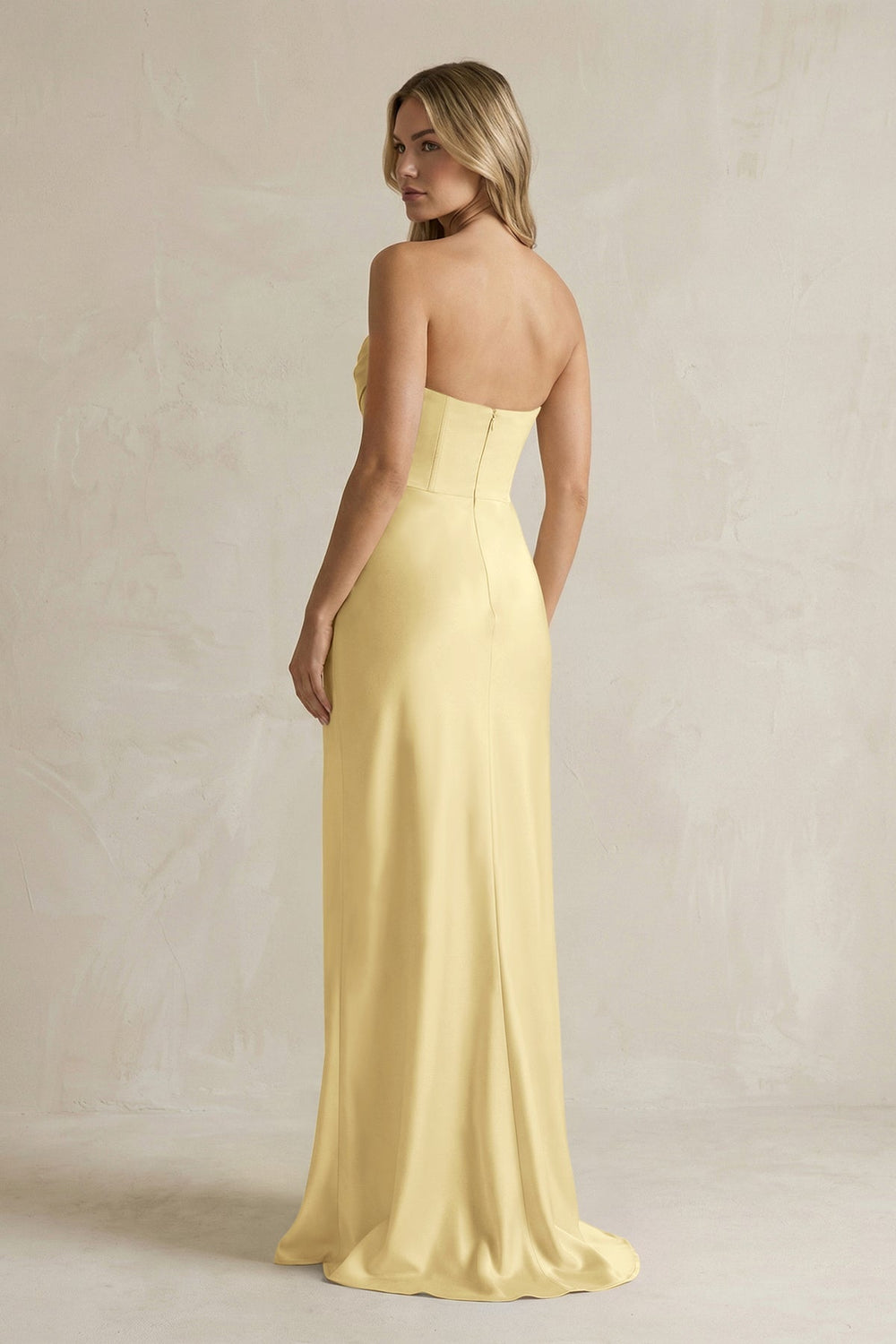 Cowl Neck Sheath Corset Bridesmaid Dress in Pastel Yellow - KissProm Bridesmaid Dresses